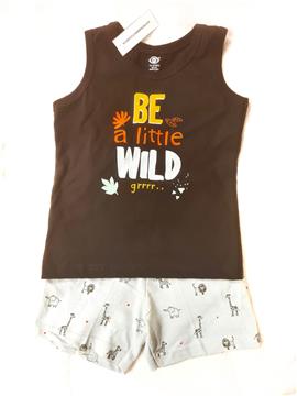Baby Boy Be a Little Wild Print Sleeveless T-Shirt and Shorts Set
