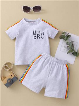 Baby Boy Rainbow Striped Tee & Shorts