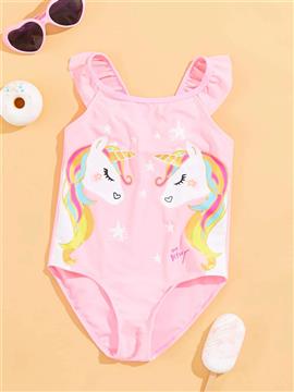 Baby Girl Unicorn Print One Piece Swimsuit