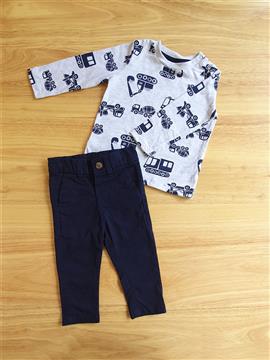 Boy Vehicle Print Long Sleeve T-Shirt and Pants