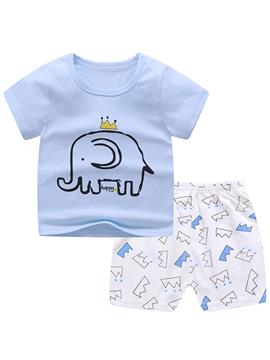 Boys Cartoon Print Short-sleeved T-shirt Shorts Two-piece Set