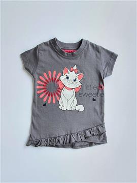 Girl Kitty Print Frilled Top