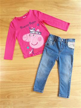 Girl Peppa Pig Long Sleeve T-Shirt and Jeans