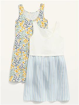 Sleeveless Jersey-Knit & Knit/Woven Dress 2-Pack for Girls