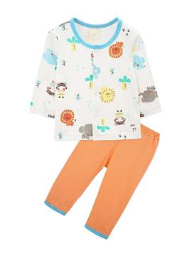 YINGZIFANG Baby Girl Cartoon Graphic Button Front Top & Leggings Set